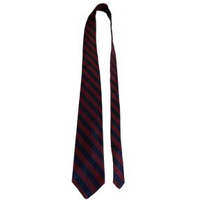 Briare USA Silk NEcktie Red Navy Stripe Prep Ivy University Stripe Dad Career
